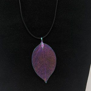 Pendant Necklace Feather Multi-Colored